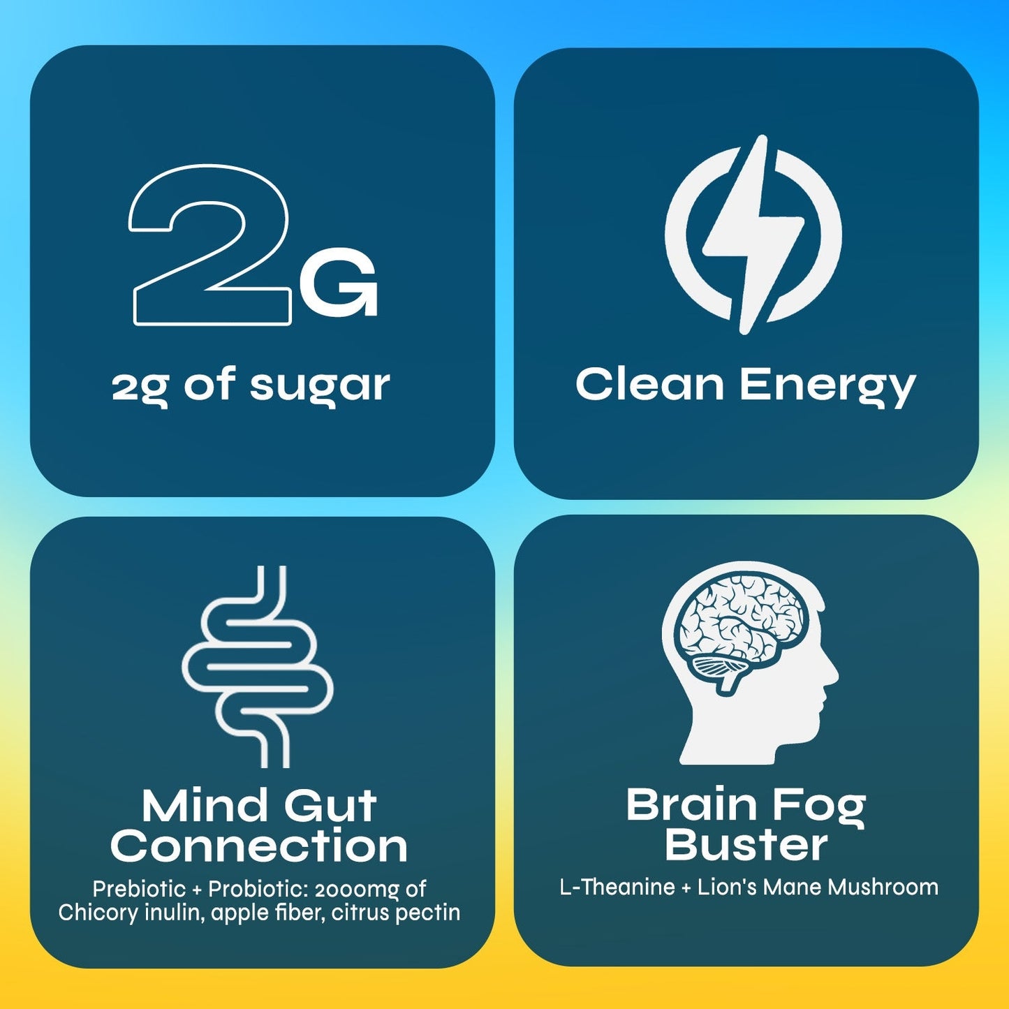 Yerba Mate Tea Instant Powder Super Drink with Nootropics, Prebiotics & Probiotics – Clean Energy, Mental Clarity & Gut Wellness | Low Sugar, Natural Caffeine – Peach Mango, 30 Servings