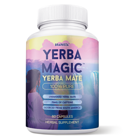 Yerba Mate Capsules, Pure Yerba Mate Extract Capsules, 75mg Natural Caffeine, Coffee Alternative, Clean Energy, No Fillers, Unsmoked South American Herbal Supplement, Magic Mind, 60 Capsules